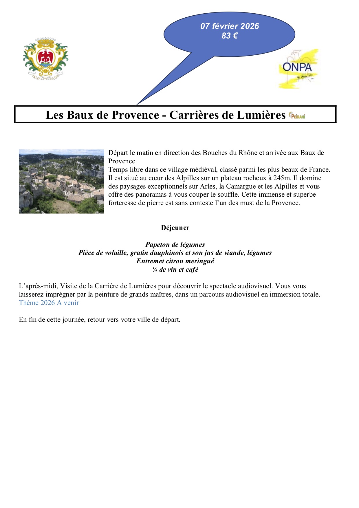 Descriptif voyage des Baux de provence