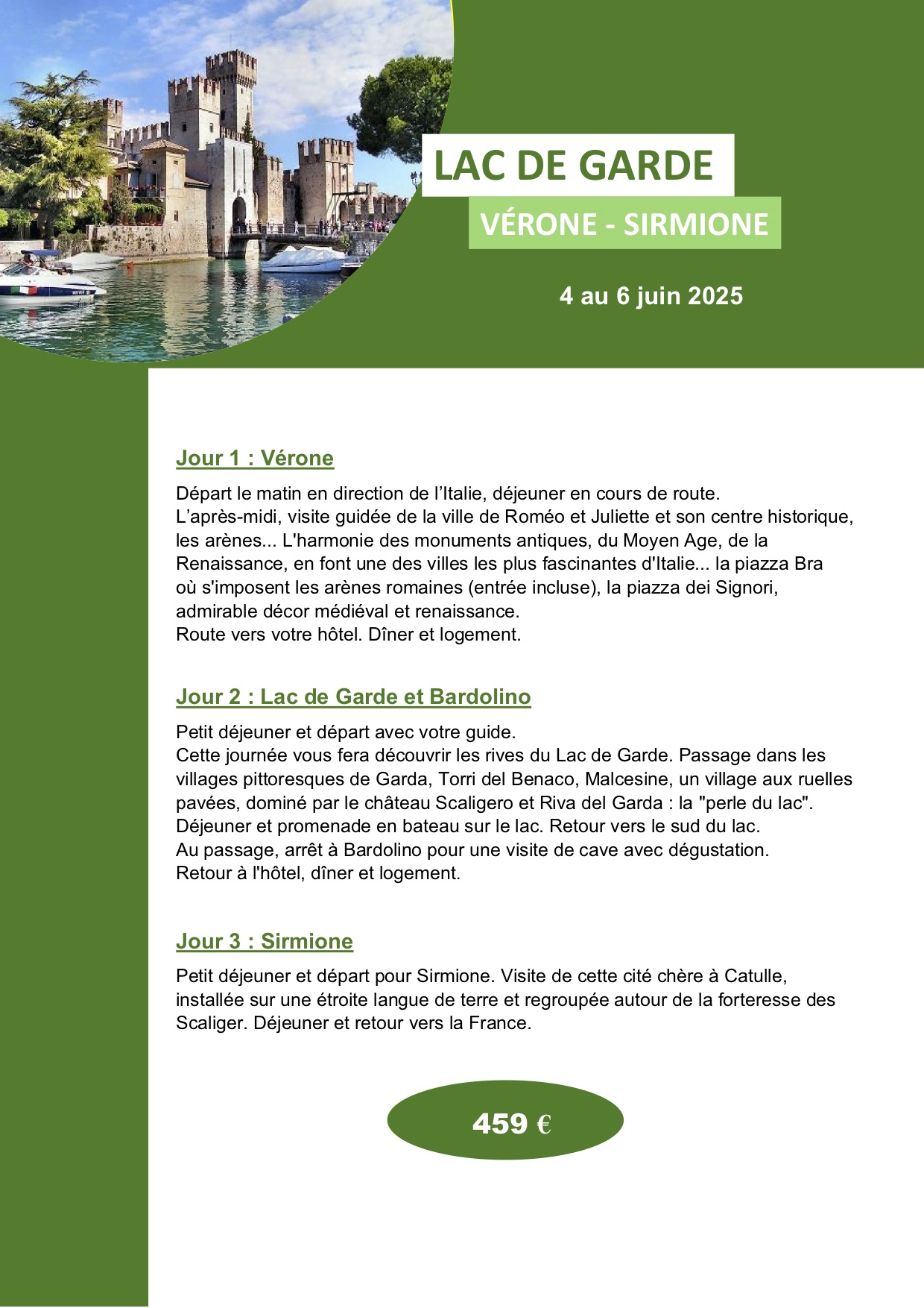Descriptif voyage au lac de Garde - page 1