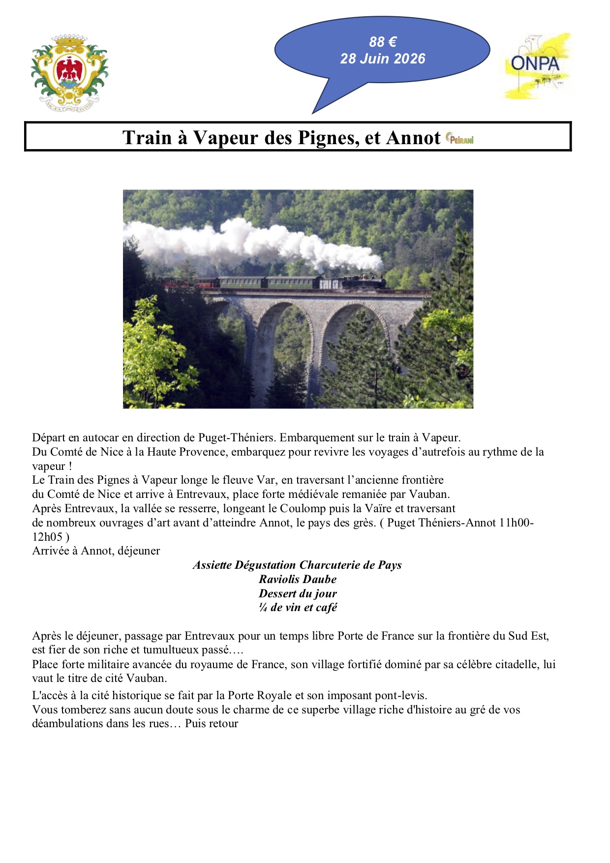 Descriptif voyage en train des Pignes