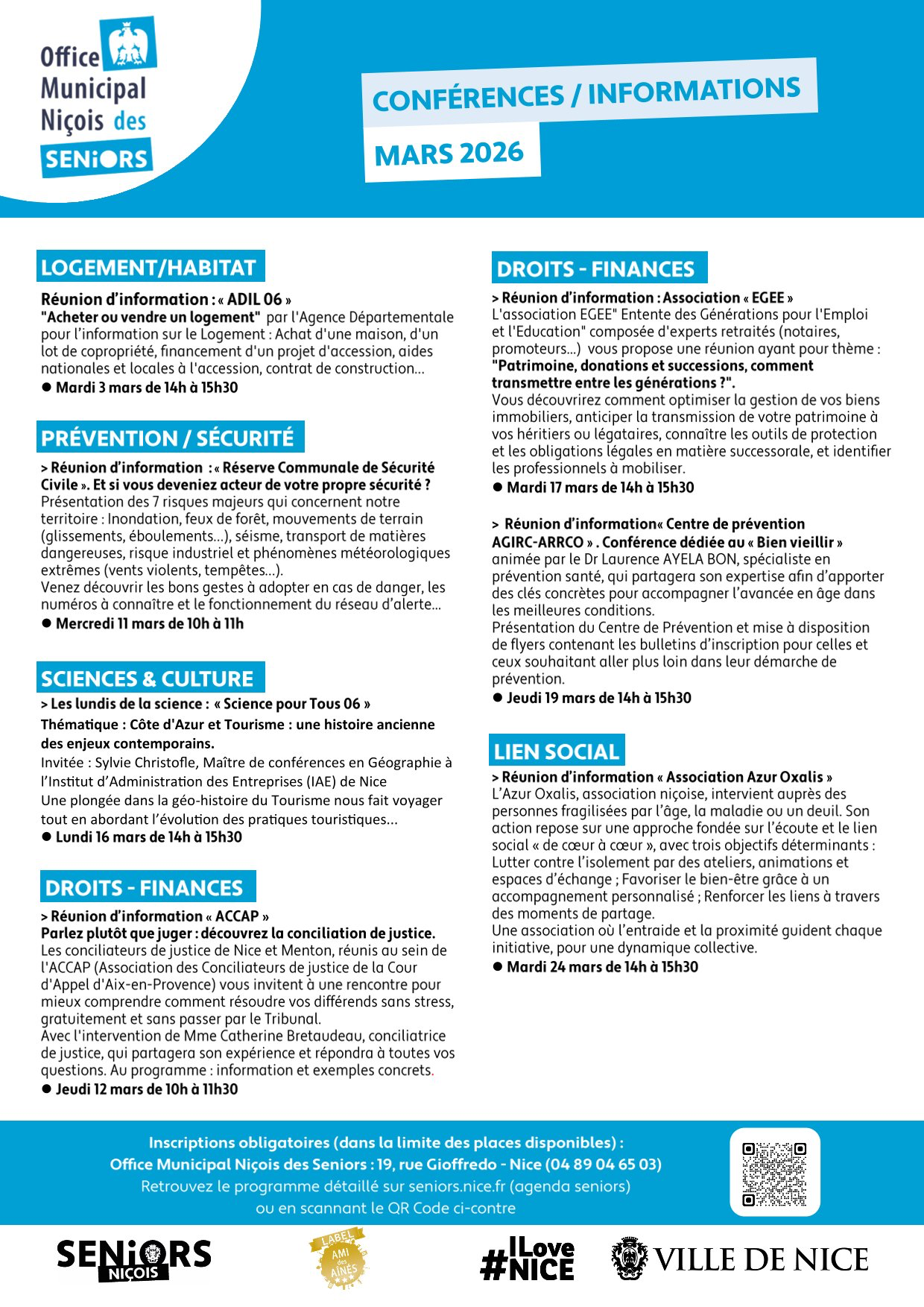 Les rendez-vous de OMNS de mars 2026