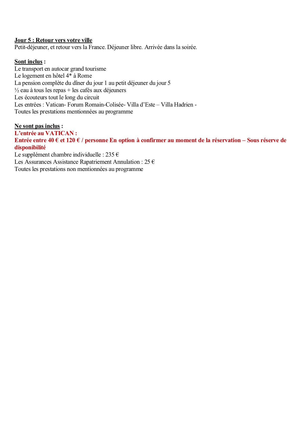 Descriptif voyage à Rome - page 2